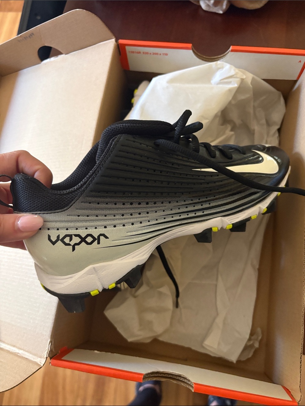 Nike Men's Black and Silver Vapor Athletic Cleats with Neon Accents